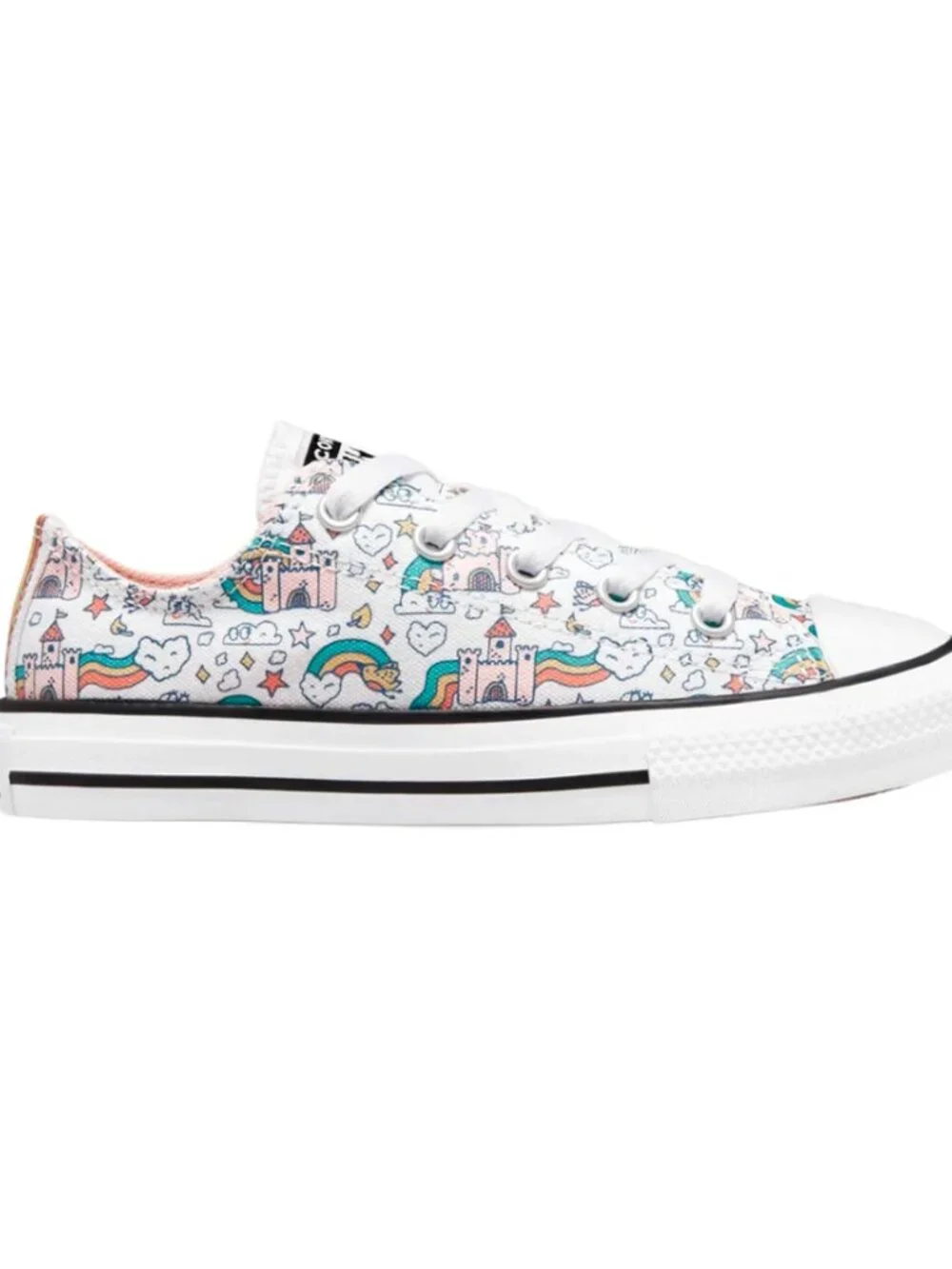 Converse Rainbows & Castles White Storm Pink Washed Teal YOUTH NIB Size 3 Shoes